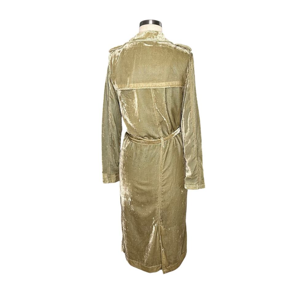 SCOTCH & SODA Very Very Velvet Green Belted Trench Coat Jacket Women's Size S - Picture 4 of 10